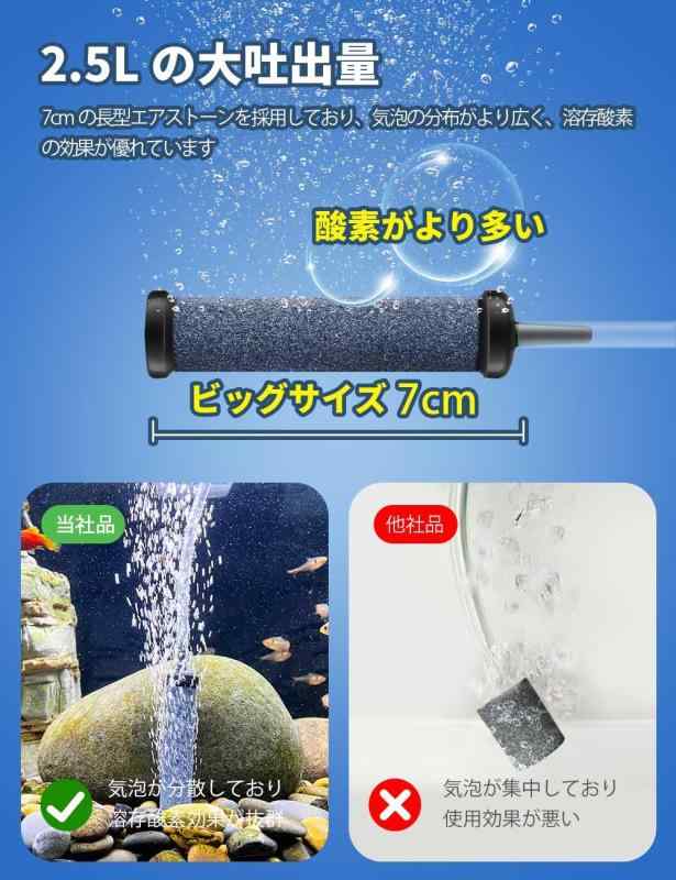 乾電池式 エアーポンプ 釣り 水槽 ポンプ ブクブク エアポンプ 単1型乾電池2本 付属品にはチューブ、ストーン、逆流防止弁、防水収納袋 釣り用/アクアリウム適用 RS