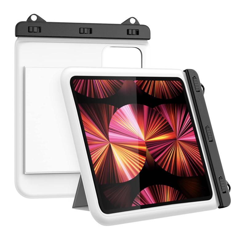 MoKo タブレット防水ケース スタンド付き 防水カバー 首掛けひも付き 浴室 プール 水泳 砂浜 海水浴