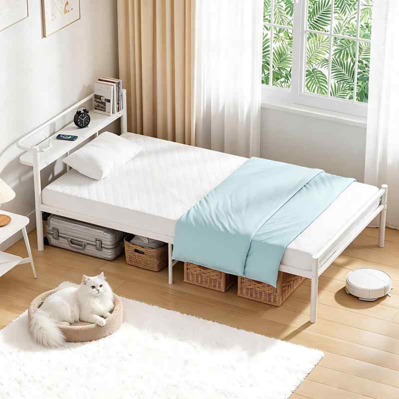 乐天商城 - 【LEDライト付きコンセント】ベッドフレーム シングル Holdm ローベッドフレーム 高さ15cm パイプベッド bed frame スチールベッド すのこ ベッド 組み立て簡単 ノイズフリー [並行輸入品]