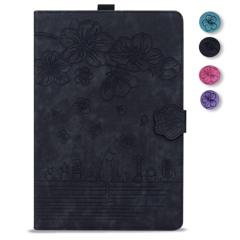 Torske iPad 10 ケース (2022モデル)対応 10.9インチ iPad 第10世代 保護ケース さくら柄 レトロな油絵のデザインカバー iPad 10.9インチタブレット用ケース 快適な質感 可愛い猫の後ろ姿 スタンド機能