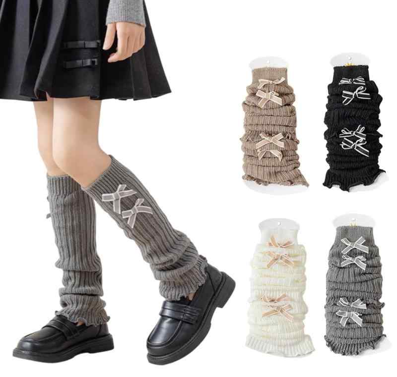 Rakuten - [ZGKULAEAOW] レッグウォーマー キッズ 2足セット ダブルリボン ルーズソックス子供 女の子 冷え対策 派手 ダンス衣装 暖かい フリーサイズ 40CM ママ揃い