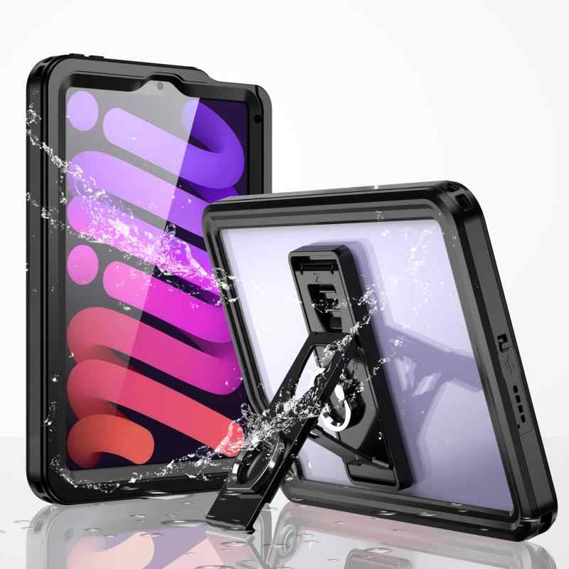 iPad 防水ケースタブレットケースIP68規格 軽量 薄型 携帯ケーススタンド機能付き 滑らか操作 調節可能スタンドとストラップ付き 防雪 防塵 お風呂 水泳 登山 研究室キッチン適用