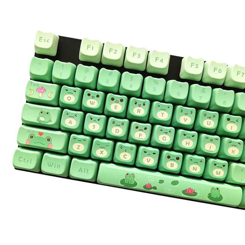 Rakuten - PBT メカニカルキーボード キーキャップ かわいいカエルデザイン 104キー カスタムキーキャップ ホリデー 誕生日ギフト