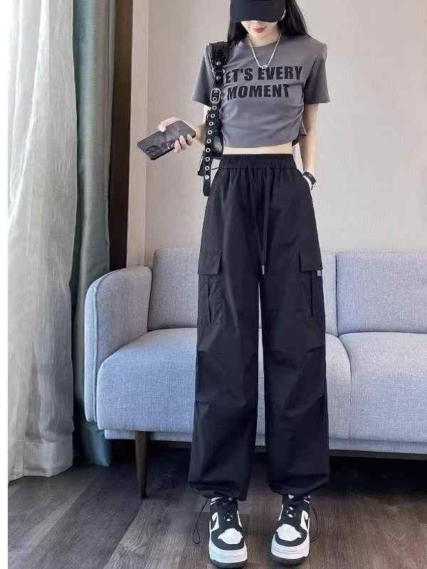 ・カテゴリ: カジュアルパンツ・スタイル: カジュアル・主な素材: 綿、スパンデックス30%以下・シルエット: ストレート・パンツ丈: ロングパンツ・股上: ミドルライズ・生地の厚さ: 薄手・カラー展開: ブラック、グリーン、アプリコット・サイズ展開: S、M、L、XL、2XL、3XL、4XL、5XL・性別: レディース