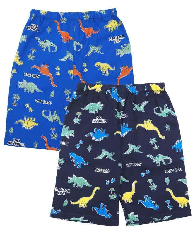 [ニシキ] キッズ 子供 ハーフパンツ 2枚セット 男の子 夏 綿100％ 薄手 肌に優しい ルームパンツ 半ズボン パジャマ 部屋着 100cm/110cm/120cm/130cm