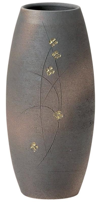丸伊製陶 信楽焼 へちもん 花瓶 陶器 フラワーベース 金彩押花 月夜小紋 陶製 日本製