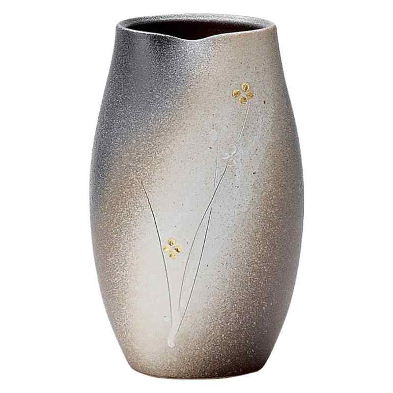 丸伊製陶 信楽焼 へちもん 花瓶 陶器 フラワーベース 金彩押花 月夜小紋 陶製 日本製 2
