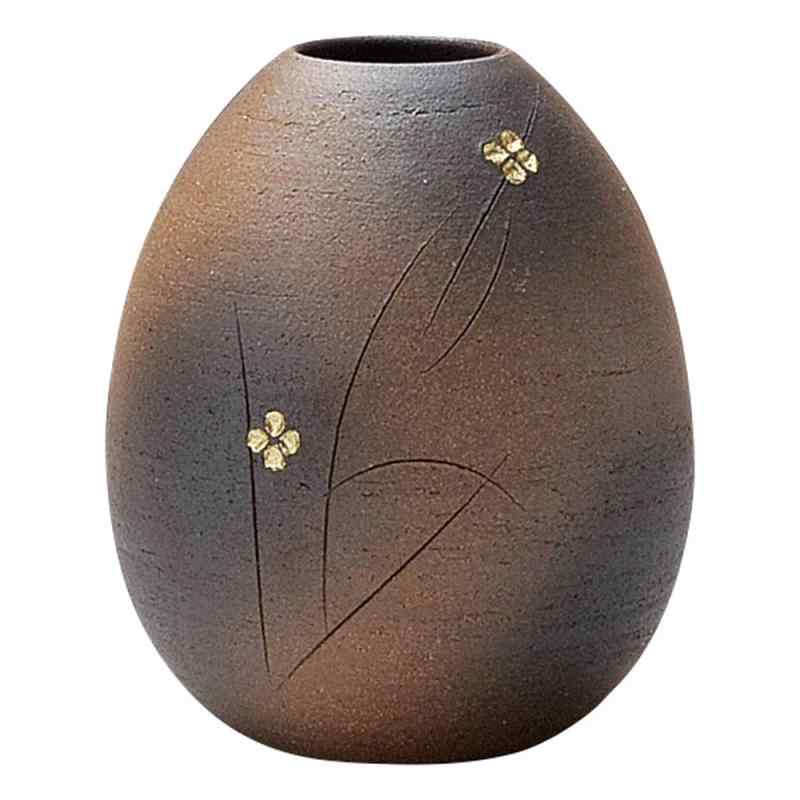 丸伊製陶 信楽焼 へちもん 花瓶 陶器 フラワーベース 金彩押花 月夜小紋 陶製 日本製 3