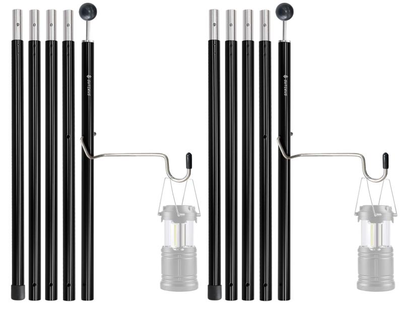 Sutekus アルミ合金製 テントポール メインポール サブポール ランタンハンガー&トップボール付き 19mm 肉厚1.5mm 長さ190センチX2本セット