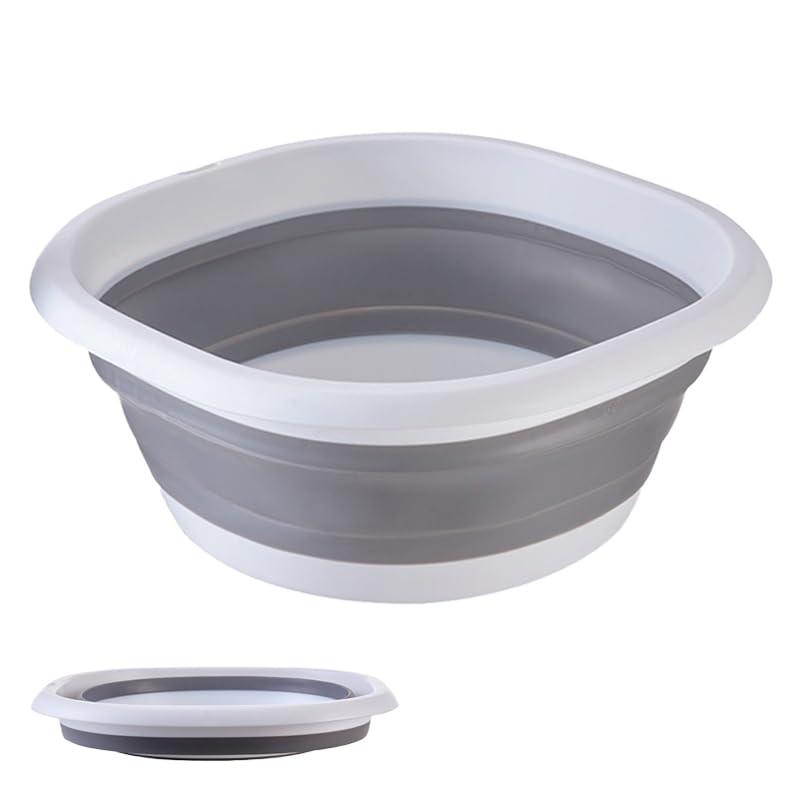 Rakuten - 折りたたみ洗面器, 3サイズ展開(2.7L/5L/10L)，折りたたみ式バケツ、柔らかいシリコン素材、コンパクトな構造、省スペース、洗濯掃除、足湯、アウトドア旅行、多目的、ポータブル、正方形
