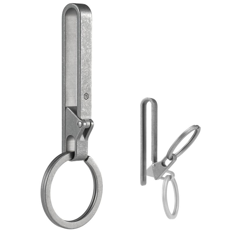 Rakuten - [KeyUnity] キーホルダー チタン キーリング付き KM23 ベルトクリップ ロック機能 軽量 防水性 耐食性 かっこいい ベルトループ カラビナ 吊り下げタイプ おしゃれ 車 自転車 家 鍵 紛失防止 プ