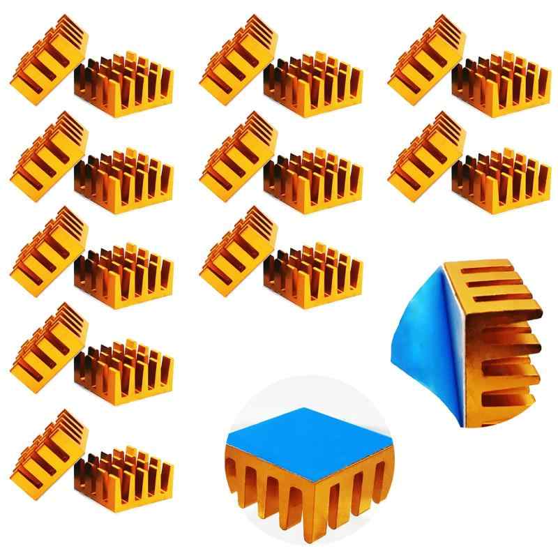 ヒートシンク, CTRICALVERアルミ ヒートシンク 14x14x7mm, 熱接着剤付き, 3Dプリンターを冷却するために使用されます(20個, 黒）