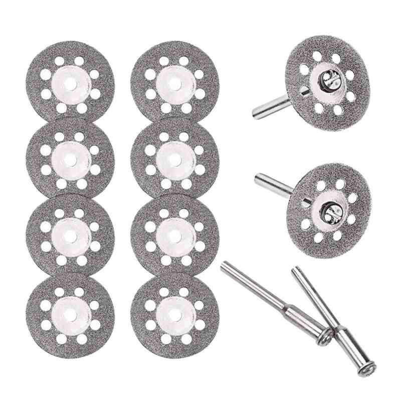 YFFSFDC ミニダイヤモンドカッター 直径22mm 10枚入り 2.35mm軸2本付 3mm軸2本付 ダイヤモンドカッティングディスク ダイヤモンドビットブレードセット ミニルーター/ルーター/リューター用 シル
