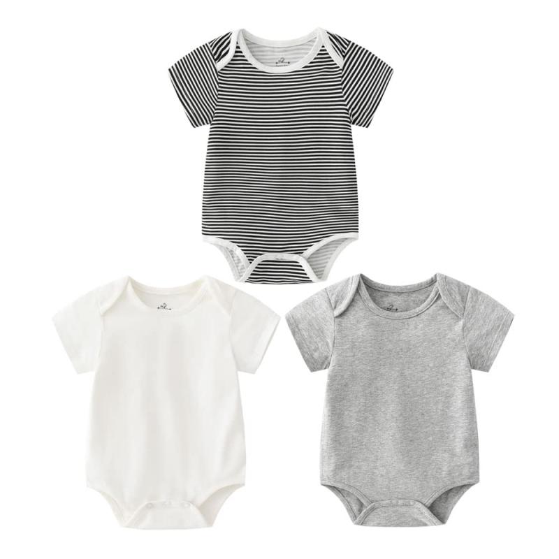 [Baby Nest] ロンパース ベビー服 女の子 男の子 赤ちゃん カバーオール ベビー 出産祝い コットン 新生児服 3枚セット かわいい 肌着 半袖ボディースーツ 可愛い 北欧スタイル 短肌着