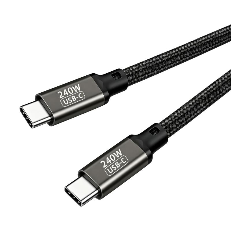 PD3.1240WUSB-Cケーブル0.2m短いPopolier【E-Markerチップ搭載】超急速充電480Mbpsデータ転送高耐久ナイロン編みスマートフォン/タブレット/ノートパソコンのタイプC機種対応