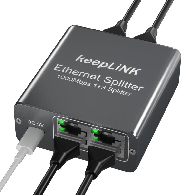 keepLiNK LAN 分配器 LAN ハブ スイッチングハブ 1入力3出力 RJ45 高速1000Mbps LANケーブル 分岐 3台同時使用 Cat5/Cat5e/Cat6/Cat7/Cat8対応 ネットワーク拡張 三股同時出力 有線LAN中継器