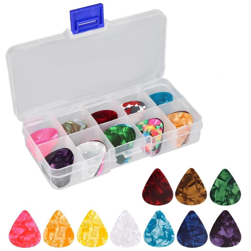 ギターピック ピック アコギ ピック ピック アコギ 本製品はセルロイド製です 【30枚入り】サイズ 30.5*26mm ギターとエレキギターとベースの初心者のためのギター用撥弦楽器 収納ケース付き