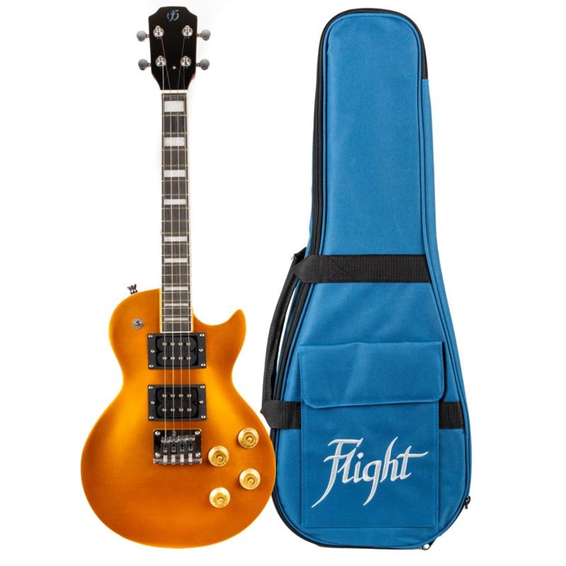 Flight Rock Series エレキウクレレ(4弦ギター)、見た目と音はエレキギター、弾き方はウクレレ、ギグバッグ付き、Centurion ゴールドトップ FUR-CT-GT
