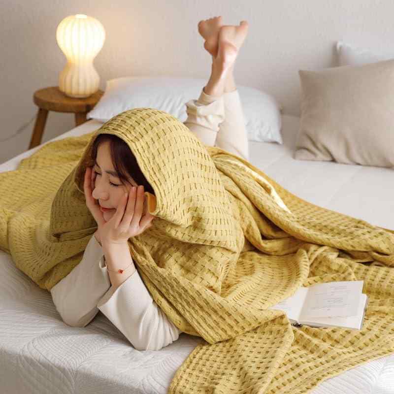 乐天商城 - songlibin ワッフルケット タオルケット 綿 冷房対策 ブランケット 毛布 寝具 ワッフル織 カバー キルティング ケット