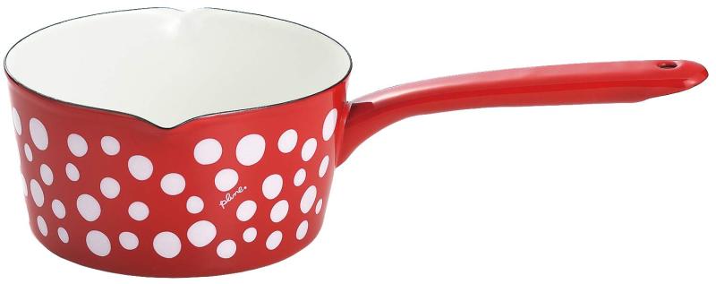Rakuten - 豊琺瑯 ミルクパン レッド 「ドット」 15cm Plune. ホーローミルクパン YJM-201