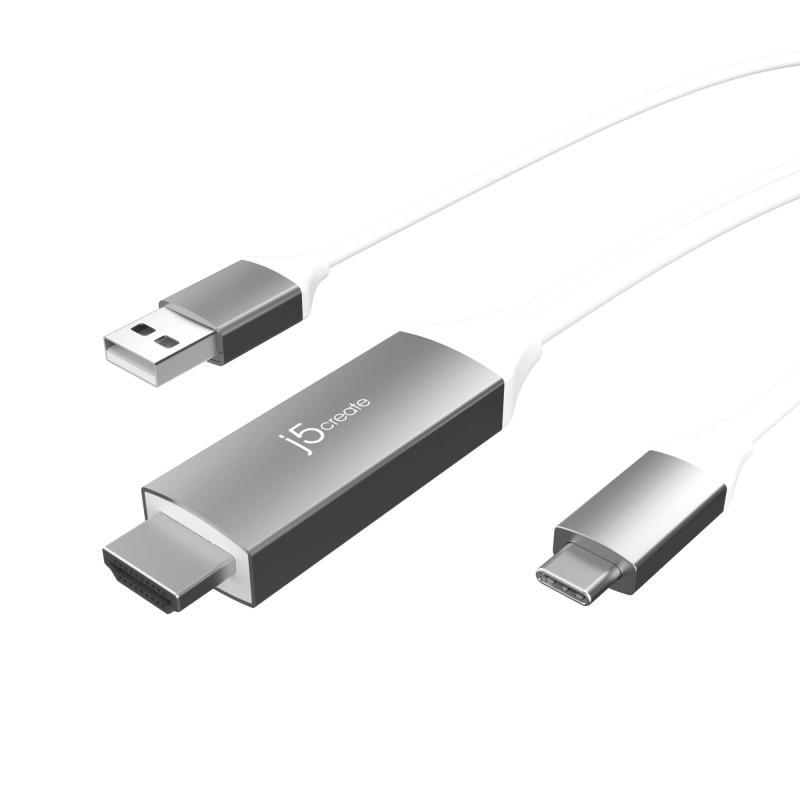 j5create 充電しながら投影 USB C HDMIケーブル 4K@60Hz HDMIケーブル スマホ 変換ケーブル ipadテレビ接続ケーブル Type C HDMI変換アダプター USB-A給電7.5W パススルー充電 iPad Pro iPad