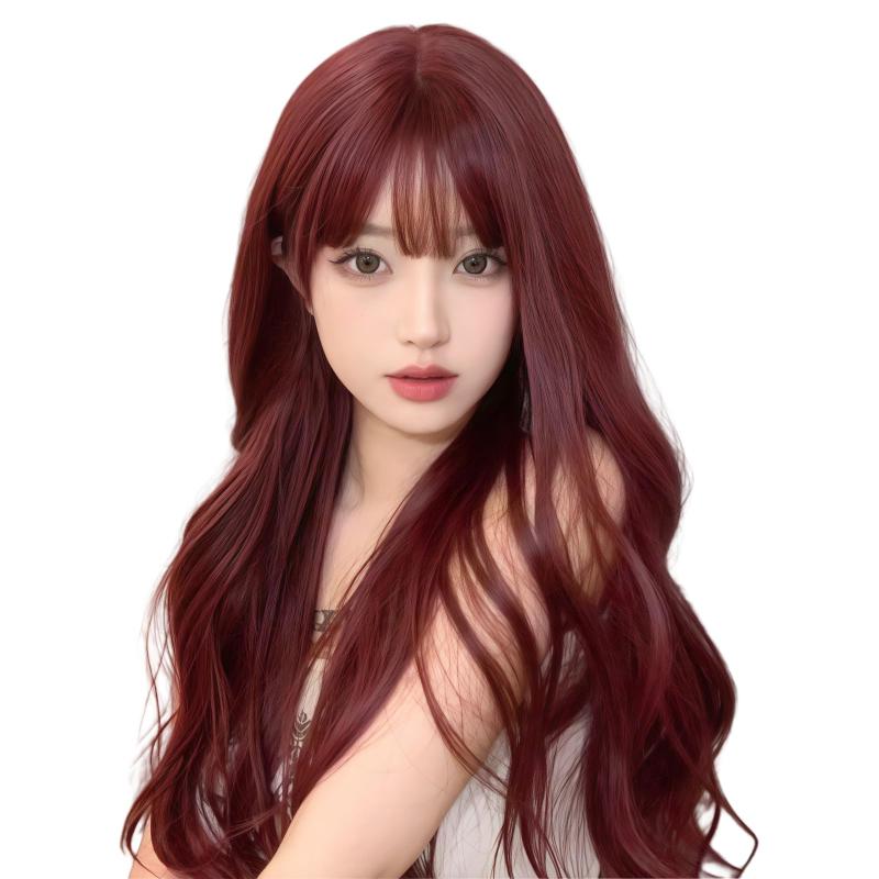 乐天商城 - iirukaa ロング フルウィッグ ストレート カール ぱっつん前髪 かつら 小顔 自然 耐熱 専用ネット 原宿系 女装 撮影用 変装 仮装 日常 女性用
