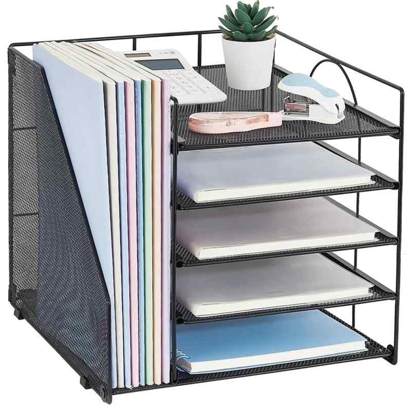 SIUSA ファイルラック 6段 書類トレー 卓上収納ラック レターケース 書類整理 小物入れ 文房具収納 金属製