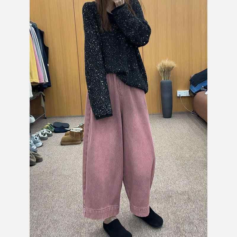 ジーンズ デニムパンツ レディース 春 9分丈 クロップドパンツ ワイドパンツ ジーパン ルーズ ゆったり ボトムス 着痩せ 体型カバー カジュアル 大きいサイズ 美脚 細見え ストレート コクーンパンツ サルエルパンツ ぽっちゃり 大きいサイズ 楽ちん