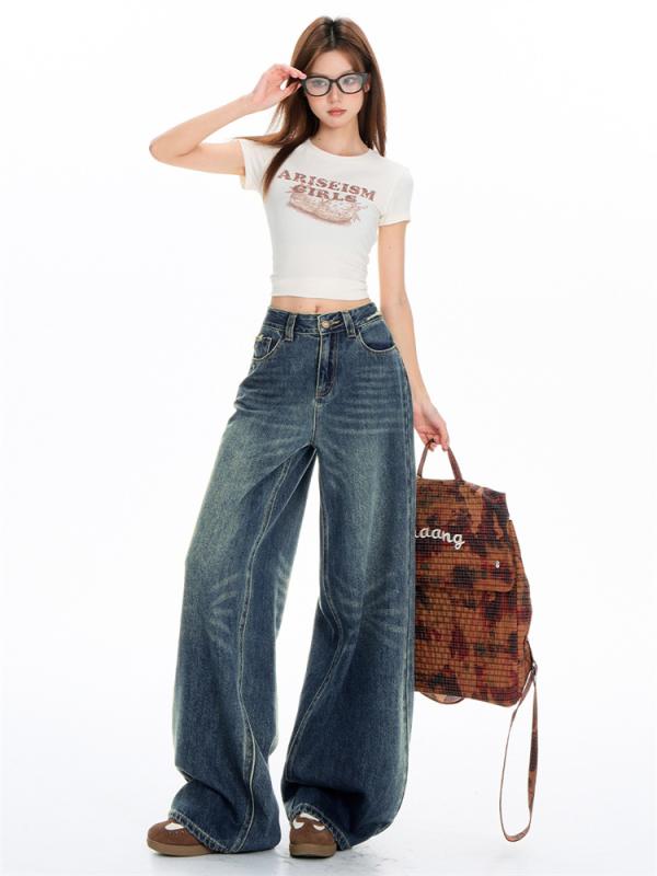 ・カテゴリ: デニムパンツ・主な素材: 綿 90%-95%、ポリエステル・スタイル: カジュアル、シンプル・パンツ丈: ロングパンツ・ウエスト: ハイウエスト・厚さ: 通常・デザイン: ウォッシュ加工、切り替え・伸縮性: なし・パンツの形状: ワイド・カラー展開: ダークブルー九分丈、ダークブルーロング、ダークブルーマキシ、ライトブルー九分丈、ライトブルーロング、ライトブルーマキシ・サイズ展開: XS、S、M、L、XL、XXL