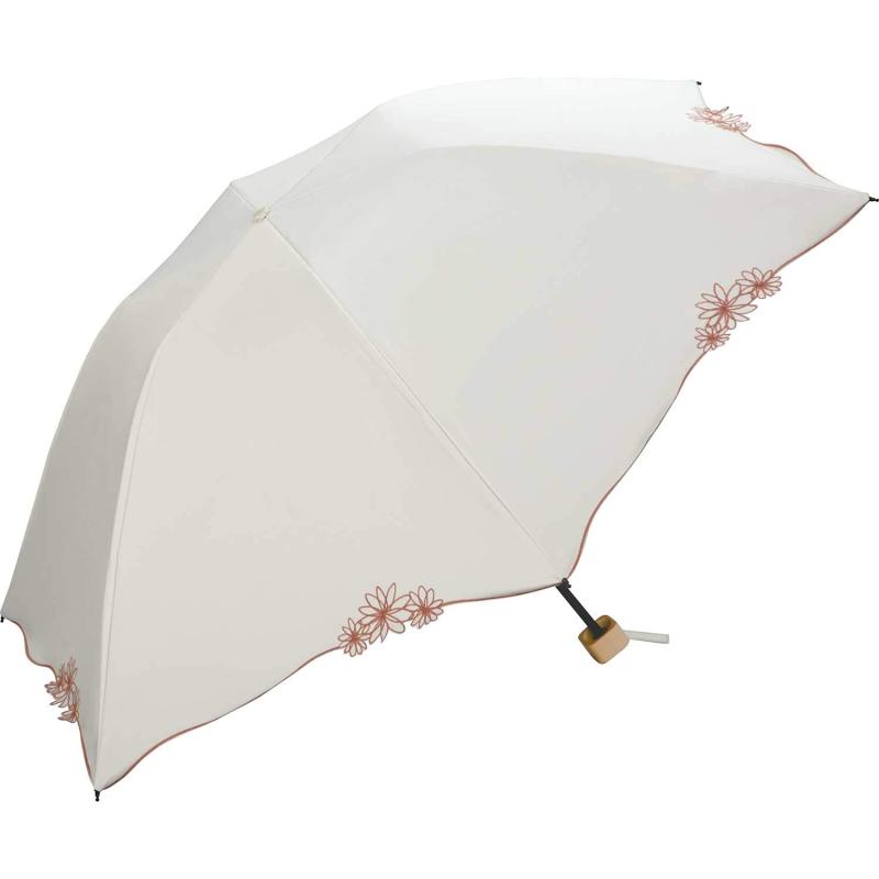 Rakuten - Wpc. 日傘 遮光ドームリムフラワー レディース 晴雨兼用 遮光 UVカット 100% 花柄 刺繍 ナチュラル 木製ハンドル 上品 大人可愛い ドーム型 通勤 大人 おしゃれ 可愛い 女性