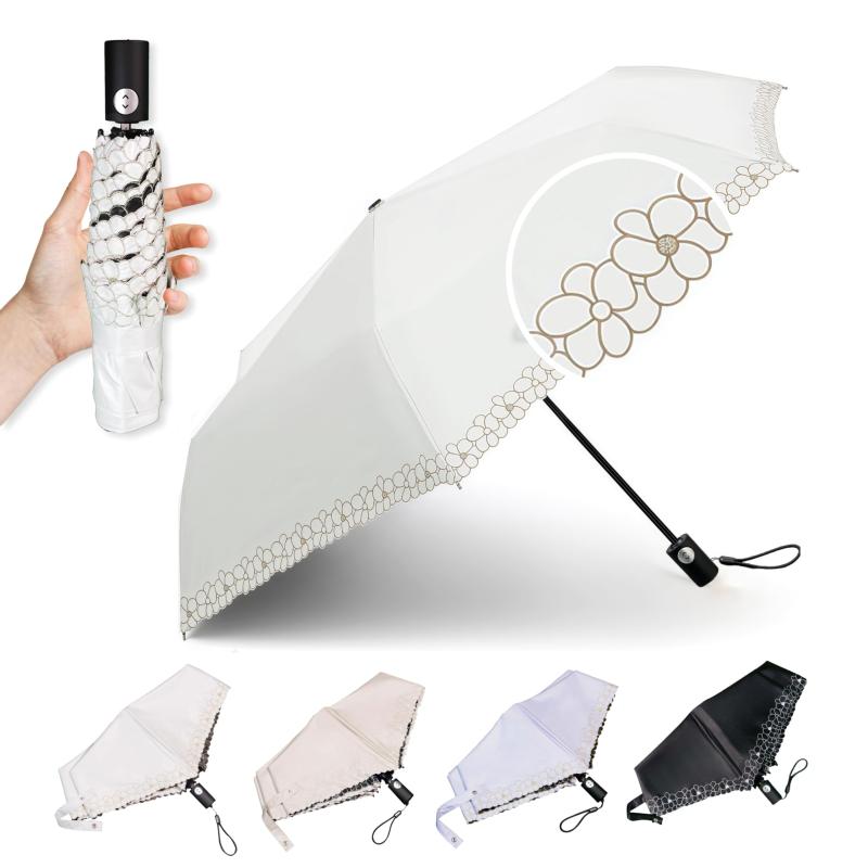 Rakuten - 超軽量 日傘 おりたたみ傘 ワンタッチ 自動開閉 約200g uvカット 99.9%遮光／遮熱 梅雨対策 晴雨兼用傘 ガラスファイバー製 コンパクト ハンドル かわいい 兼用雨傘 高密生地 超撥水 携帯便利