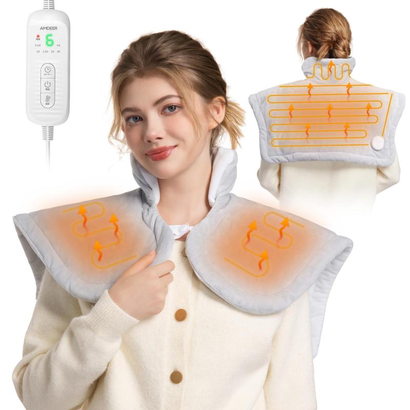 Rakuten - Amdeer 電気肩パッド 電気肩当て ふわふわ 高級フランネル生地 加熱 肩当て 自宅 オフィス用 スポーツ観戦 省エネ 暖房器具 洗える