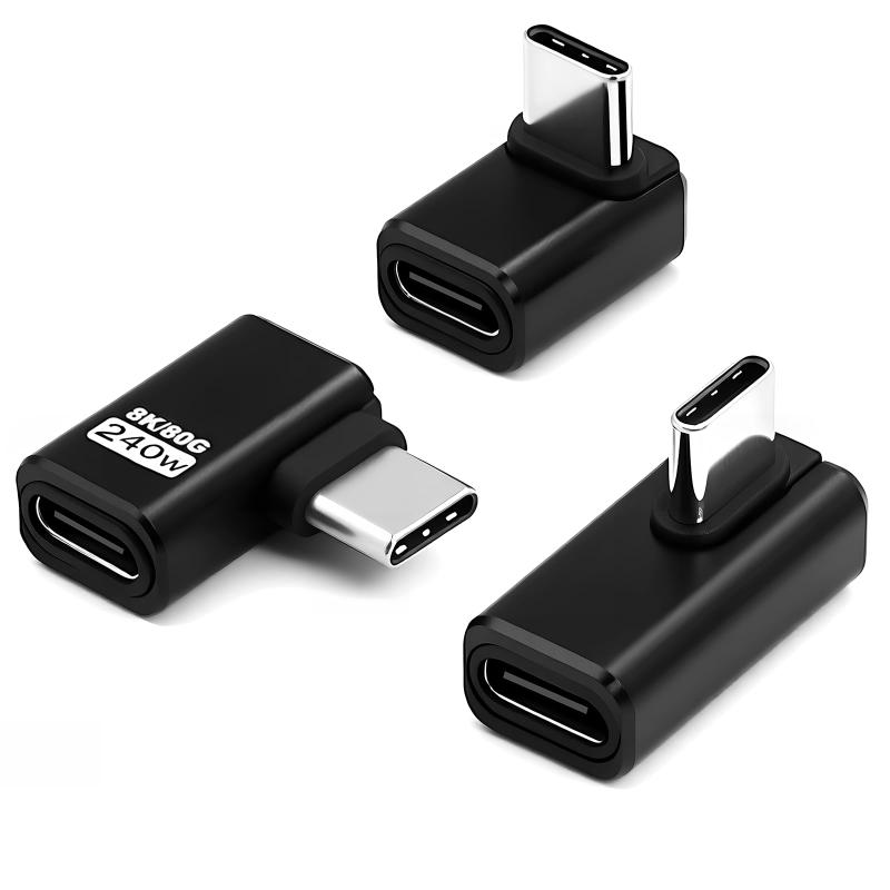 Rakuten - Duttek USB C 90度アダプター 240W、USB C直角アダプター 40Gbps 90度 USB Cアダプター PDオス-メスエクステンダー付き