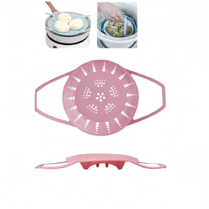 WBLDBB キッチンシリコーン蒸しスタンド 蒸し器 蒸しかご 蒸し籠 ザル シリコンプレートマット スチームプレート熱さを防ぐ取っ手 15～25cmまで対応 魚・野菜・トウモロコシ・サツマイモ・お