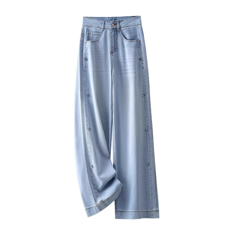 ・カテゴリ: デニムパンツ・スタイル: カジュアル・主な素材: 綿・素材割合: 30%未満・パンツ丈: フルレングス・ウエスト: ハイウエスト・生地の厚さ: 薄手・デザイン要素: ラインストーン・カラー展開: ライトブルー・サイズ展開: 26/S、27/M、28/L、29/XL、30/2XL、31/3XL、32/4XL、33/5XL、34/6XL・伸縮性: 若干あり・パンツのシルエット: ワイドパンツ