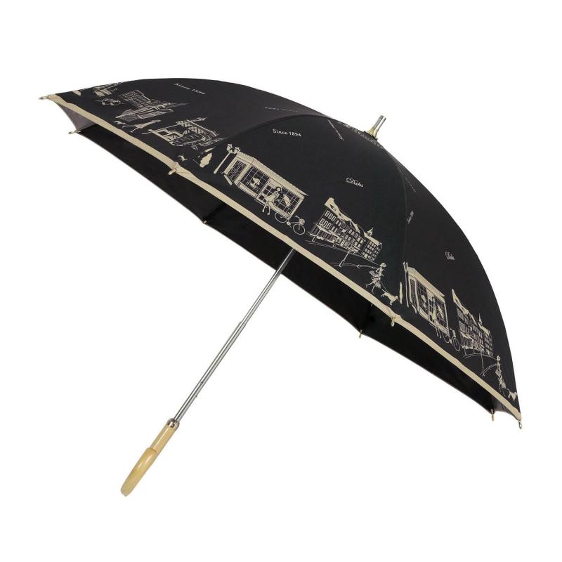 Rakuten - ムーンバット 日傘 日本製 折りたたみ傘 晴雨兼用 一級遮光 遮熱 UV 街並み 22-125-11948-06