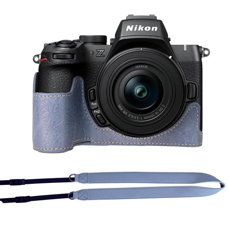ニコン 用 NIKON Z50II 用 カメラ ハーフケース ITARUKEN z50 ii 専用 カメラ ケース Z50 II z50ii カバー Z50 2代 PUレザー 保護 三脚穴有り ショルダーストラップ付き ブルー