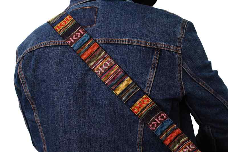 MUSIC FIRST 元のデザイン クラシック田舎風 柔らかい綿とレザー製のギターストラップ，バンジョーストラップ