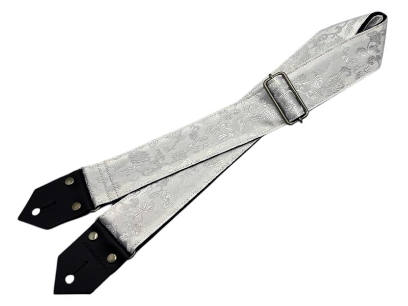 Spice Note スパイスノート ギターストラップ Dragons & Flowers ジャガード生地 日本製 全長820mm～1450mm プラチナ ES-PJ50DF/PLT