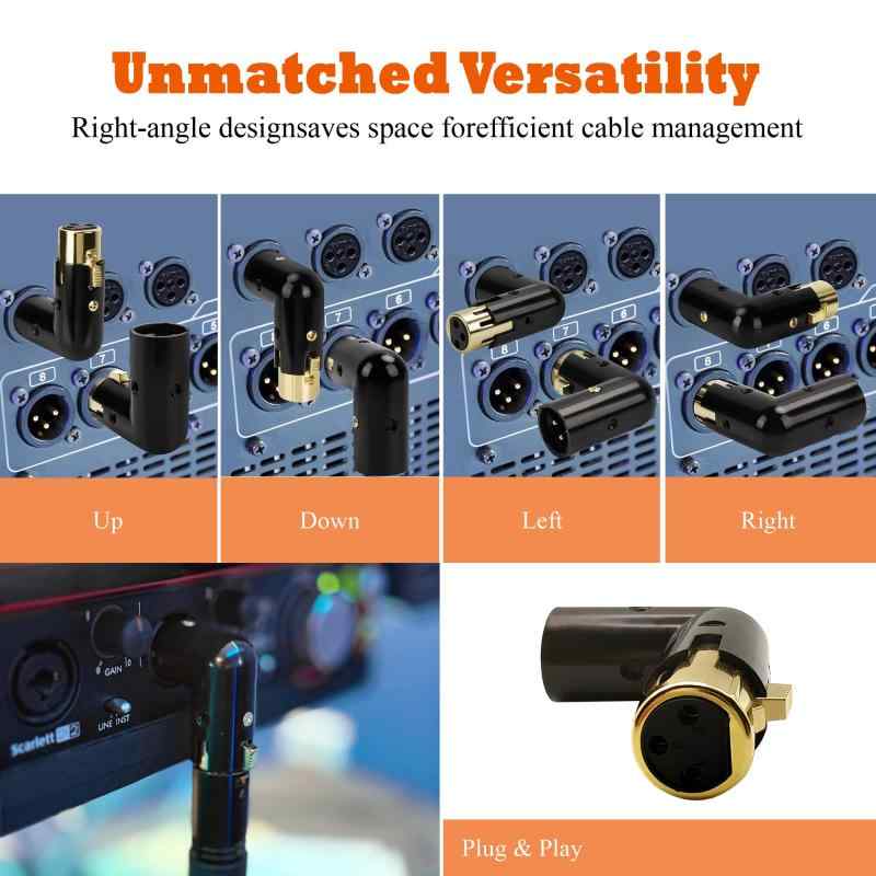オーディオケーブルおよびPAシステムのためのVoluty Tekの直角XLRオスからメスアダプター調節可能な3ピンXLR90度コネクタ