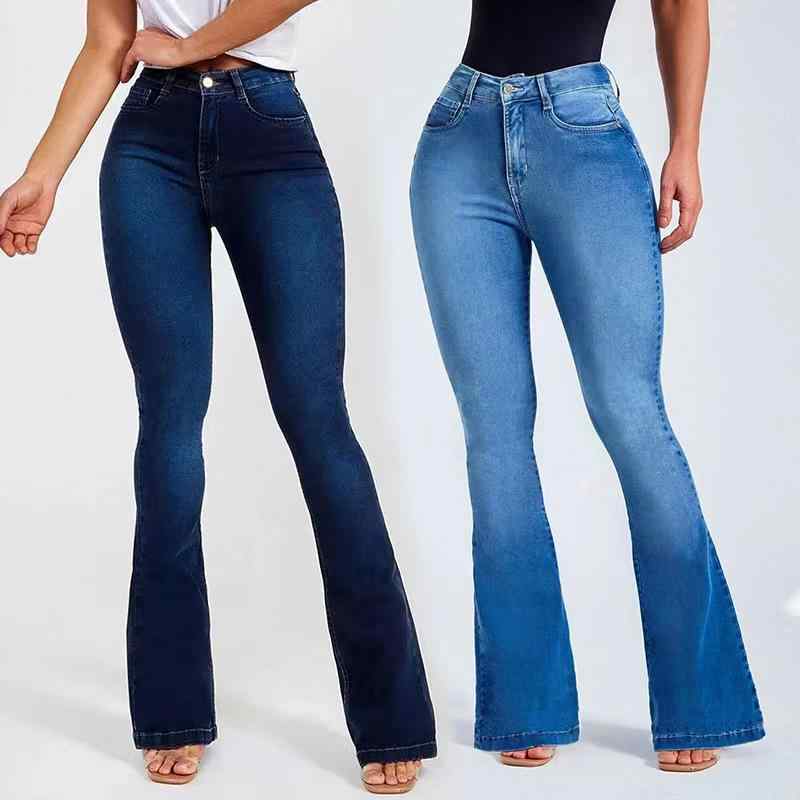 ・カテゴリ: デニムパンツ・素材: 綿70%以上80%以下・スタイル: ストリート、欧米風・シルエット: ブーツカット・パンツ丈: フルレングス・ウエスト: ハイウエスト・生地の厚さ: 普通・デザイン: ボタン・カラー展開: ダークブルー、ライトブルー・サイズ展開: S、M、L、XL、2XL・伸縮性: 中弾性・加工: ケミカルウォッシュ・対象: ユニセックス