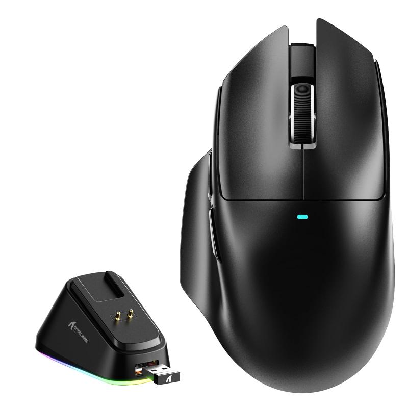 ATTACK SHARK V6 ゲーミングマウス 3モード ワイヤレス Bluetooth/2.4GHz/有線 軽量 65g超軽量 BK52820 高性能チップ搭載 PAW3311光学センサー最大25,000 DPI 40G加速度 磁気充電ドック付属 微