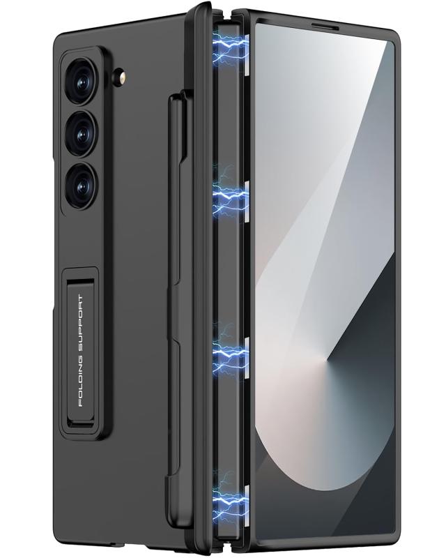 Rakuten - Galaxy Z Fold 6 カバー ガラスフィルム一体 Sペン収納 スタンド ギャラクシー Z フォールド6 ケース PC製 薄型 軽量 耐衝撃 ヒンジ保護 全身保護 傷防止 スマホケース Z Fold 6 Cover Case バンパー Galax