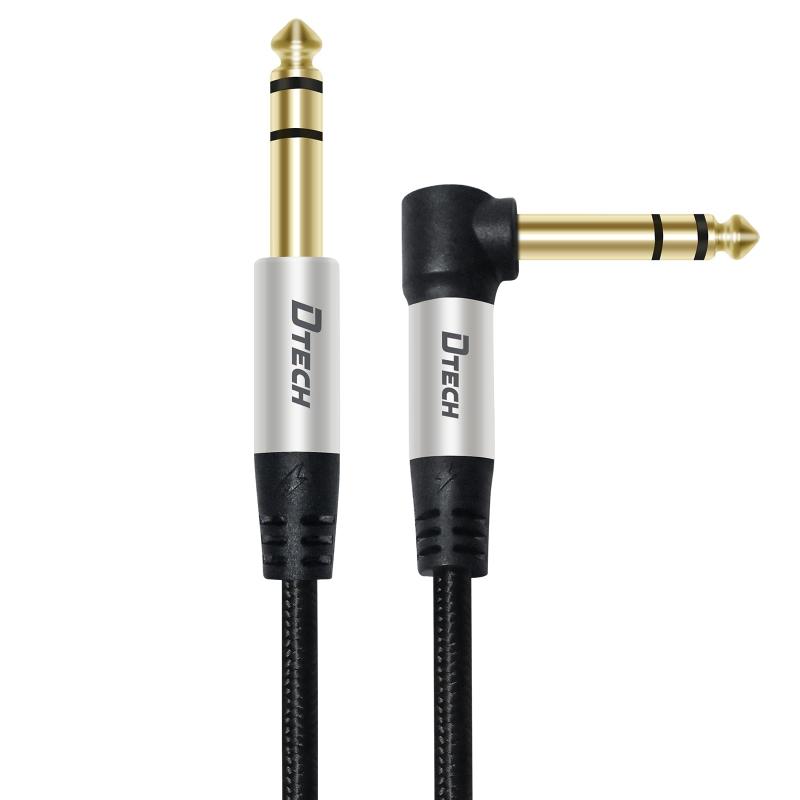 GRATIQUE MIEIのDTECH 6.35mm オーディオケーブル L字 ギターケーブル オス-オス ナイロン ジャック ステレオ 変換 ケーブル 1/4 TRS バランス 楽器用ケーブル ギター ベース ミキサー アンプなどに対応｜アングル2