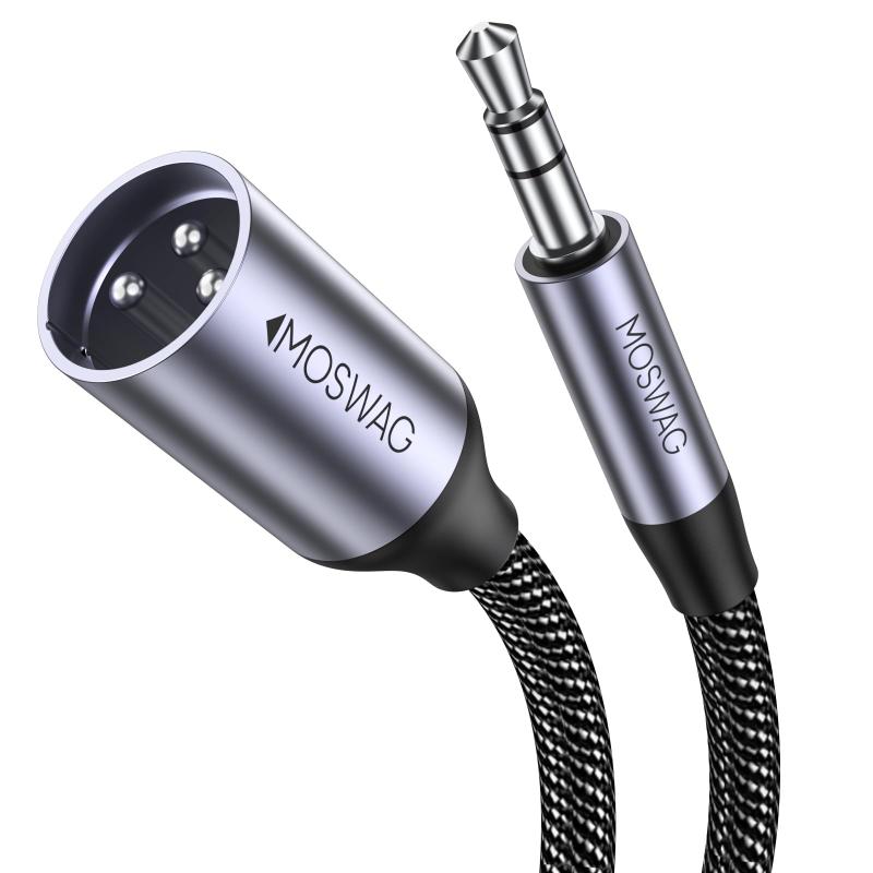 MOSWAG 3.5mmからXLRケーブル、3.5ミリメートル(オス)からXLR(オス)マイク ケーブル、Mini Jack AuxからPhone、iPod、携帯電話、ノートパソコン、スピーカー、ミキサー、タブレットに適している