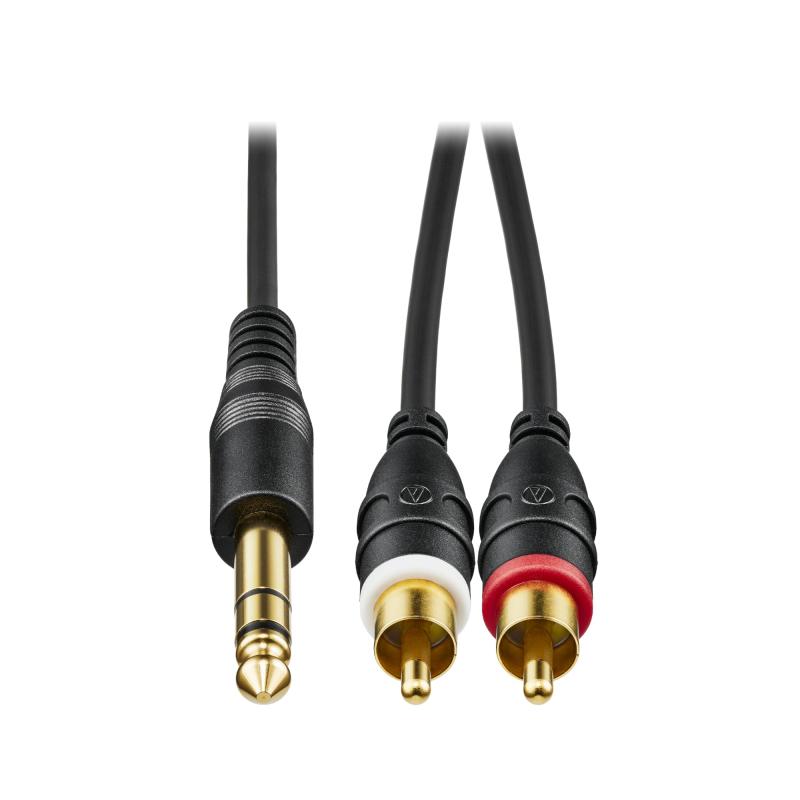オーディオテクニカ RCA ケーブル (φ6.3mmステレオ標準プラグ−ピンプラグ×2) 電子ピアノ ミキサー アンプ スピーカー オーディオケーブル 変換ケーブル ステレオ 【】AT-MI46