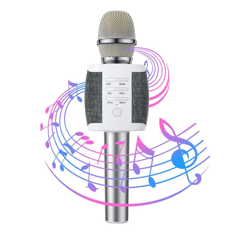 カラオケマイク 高性能 【2025年新登場・多機能ワイヤレスマイク】 Bluetooth 4.1 スピーカー内蔵 録音 ノイズキャンセリング 3段エコー調整 音量調節対応 家庭カラオケ 一台多役 録音/ライブ配