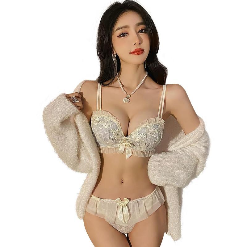  MHJL 下着 レディース 上下 セット ブラジャー ブラ ショーツ ランジェリー 脇高 3/4カップ 谷間メイク レース 女性
