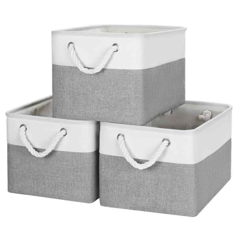 乐天商城 - Oterri 収納ボックス 収納カゴ 3個セット 折りたたみ式 大容量38×28×24cm 衣類/おもちゃ/本/CD収納 ランドリーバスケット 洗面所 寝室 クローゼット 整理整頓 丈夫な麻綿素材