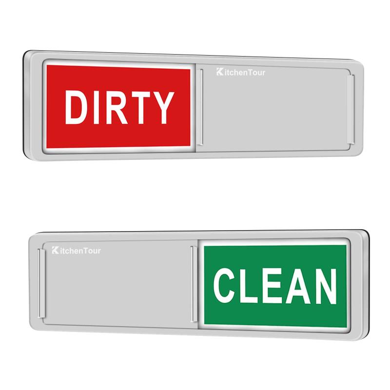 KitchenTour(キッチンツアー) Clean &amp; Dirtyマグネット 食器洗浄機用 超強力マグネット 読みやすい 傷がつかないマグネット シルバー インジケーターサイン はっきりした太字の色付き文字